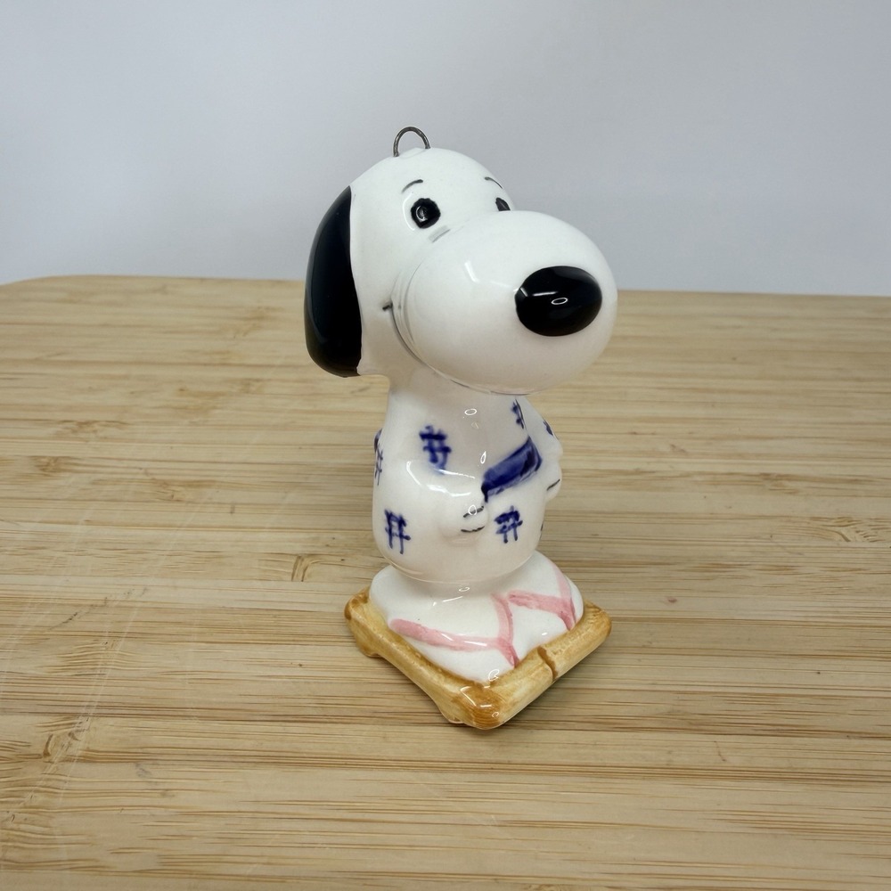 Vintage Snoopy Ceramic Kimono Ornament Christmas International Japan 1970s
